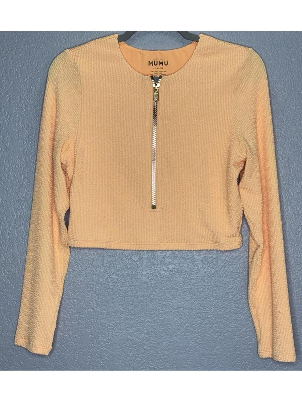 Show Me Your Mumu Cropped Top Full Zip Long Sleeve Orange Size XL